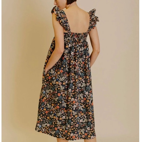 Anthropologie Dresses & Skirts - New: aureum Ruffle Strap Smock Back Dress. Lined. Pockets. Size Medium